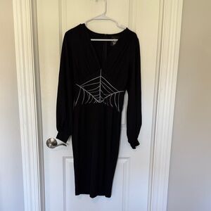 Black Dress with Silver Web Design